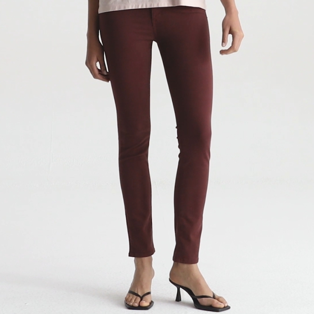 AG The Prima Jean High Rise Skinny Cigarette Stretch Sateen Deep Currant 32 NWT